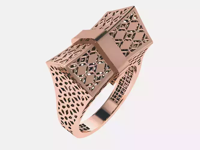 Wire Mesh Geometric Plain gold ring 3D print model