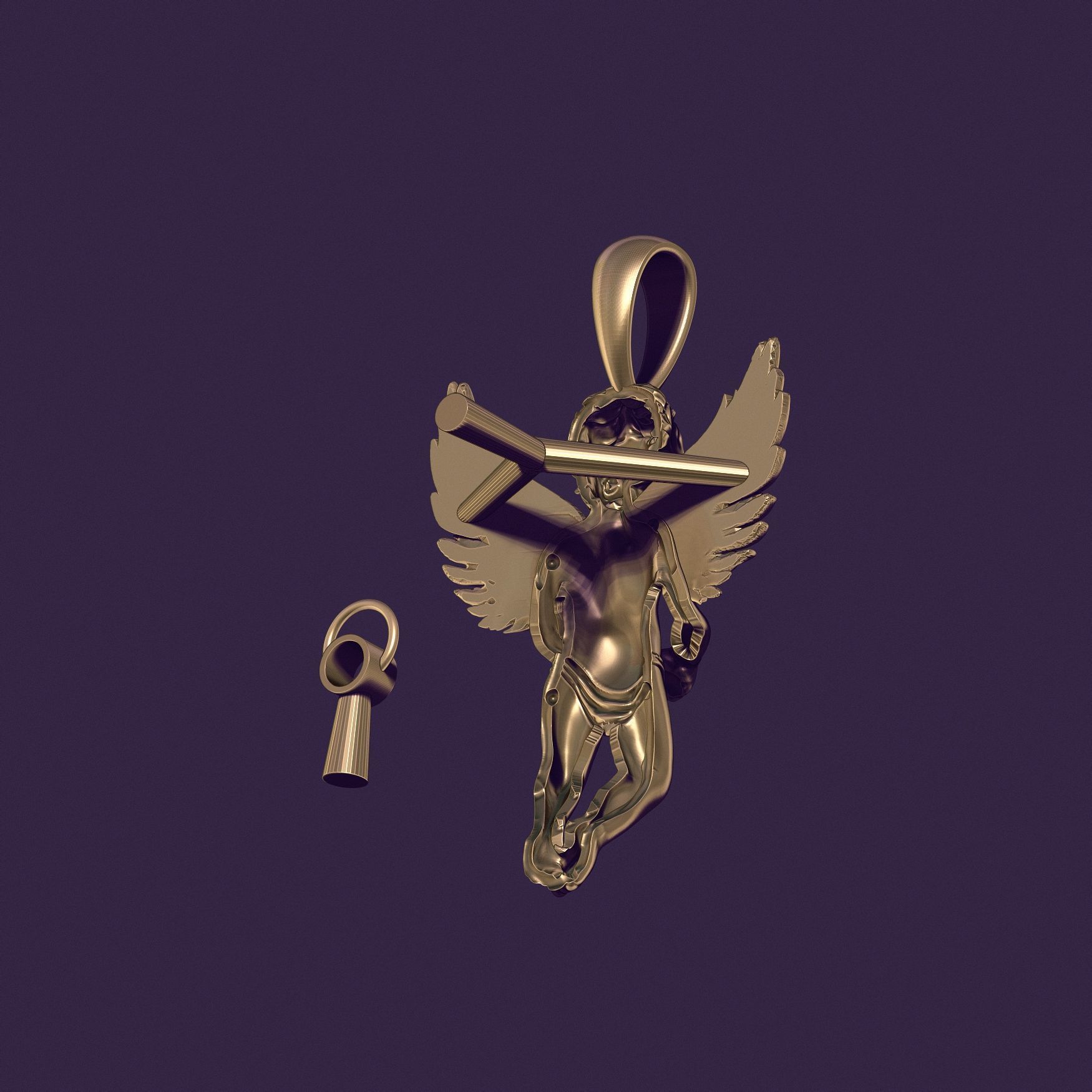 Angel Pendant with Gemstone Setting 3D print model_5