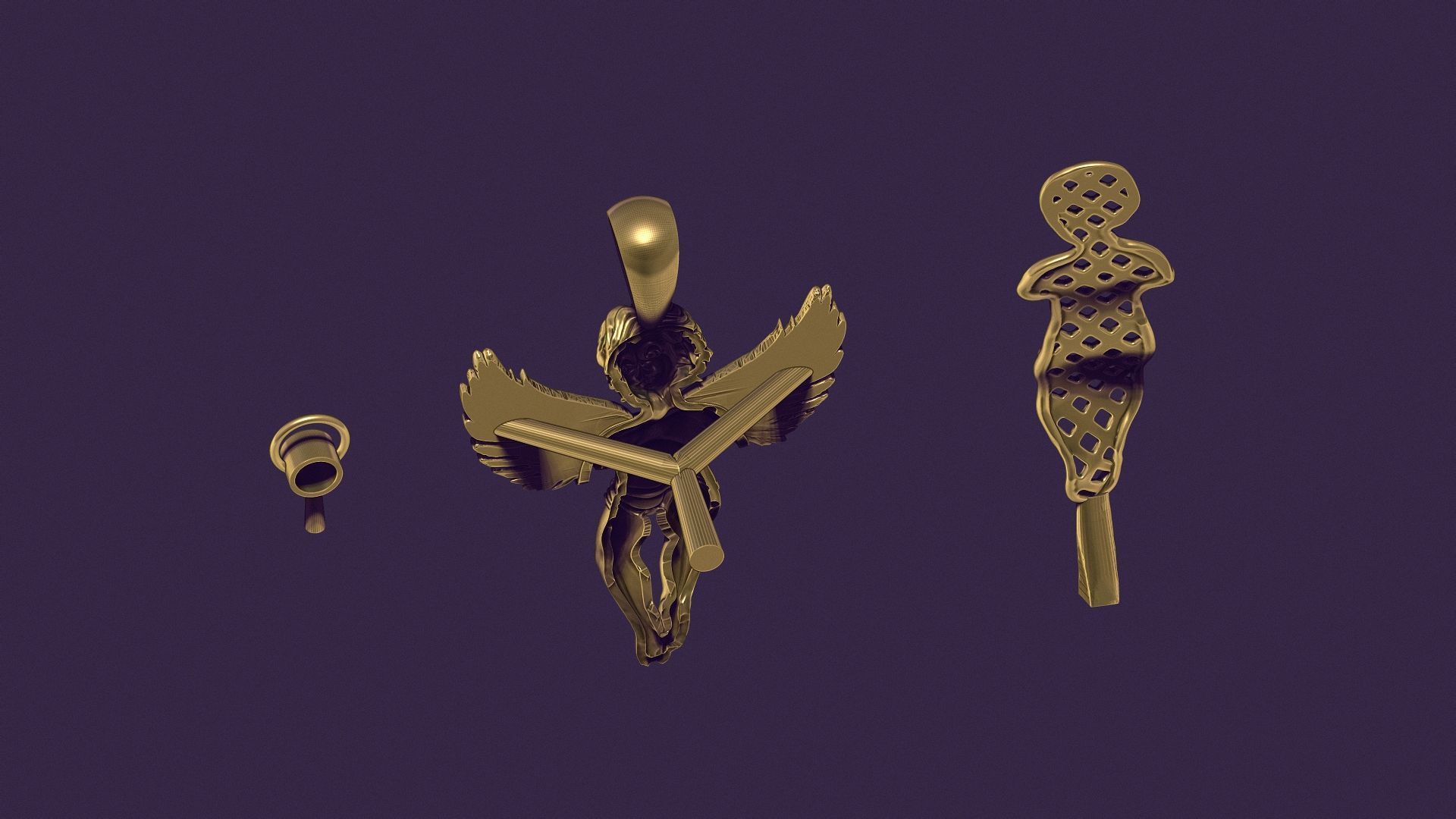 Angel Pendant with Gemstone Setting 3D print model_10