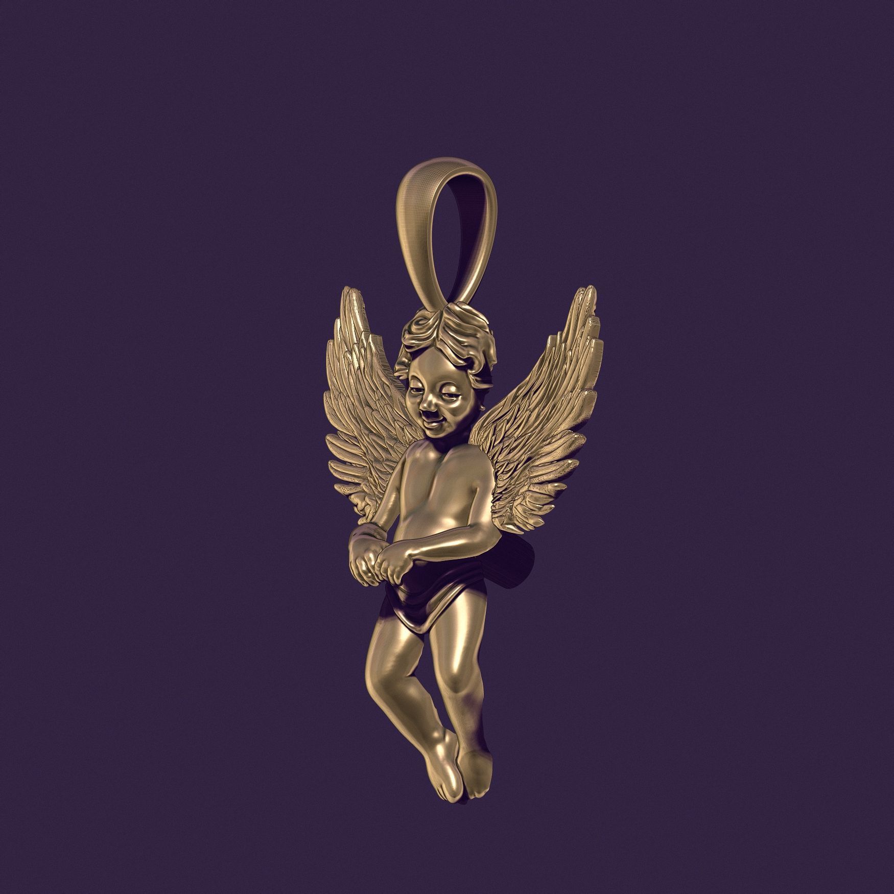 Angel Pendant with Gemstone Setting 3D print model_6
