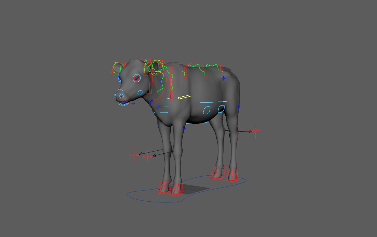 Realistic Cow Calf With Fur Rigged 3D model_14