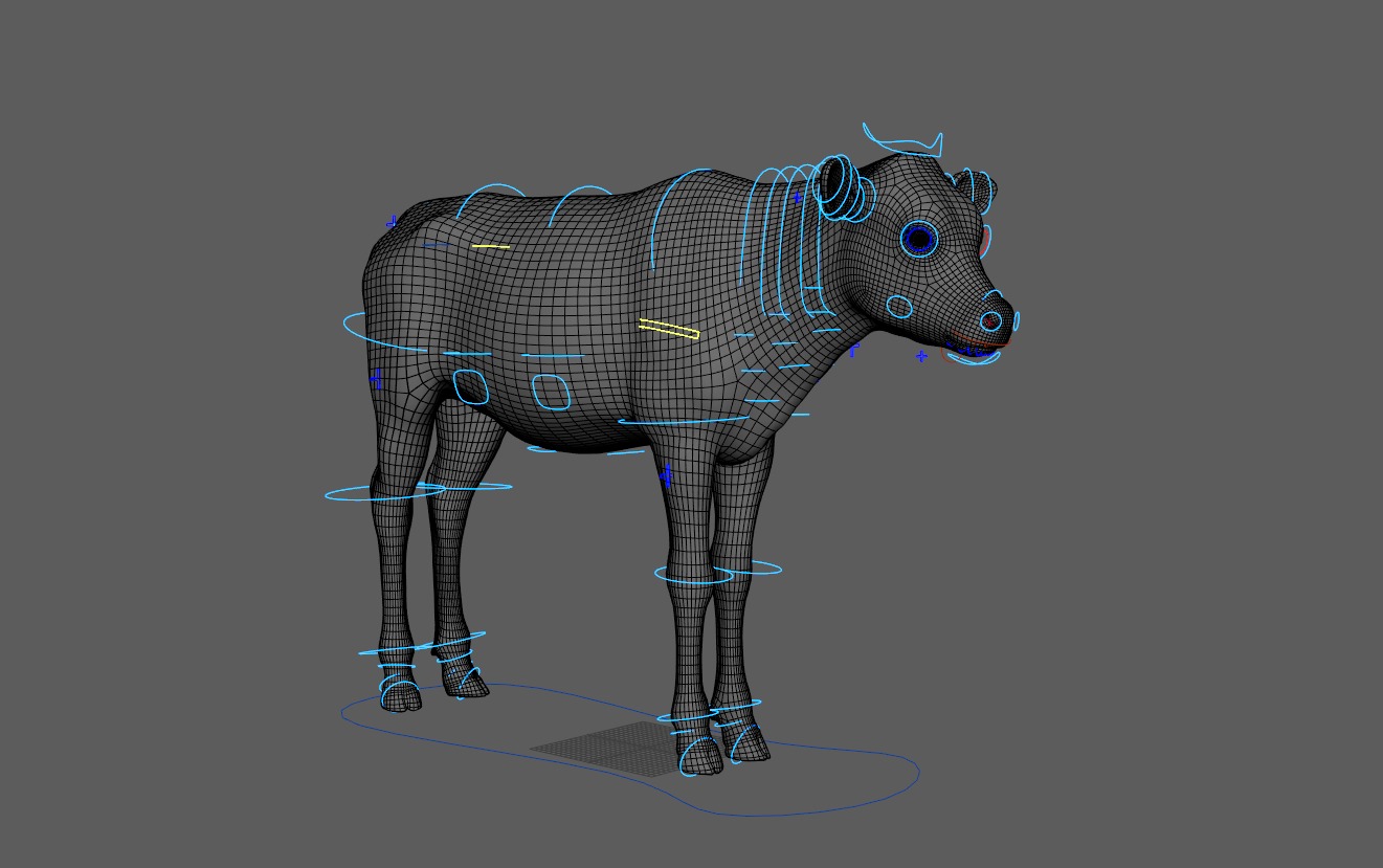 Realistic Cow Calf With Fur Rigged 3D model_15
