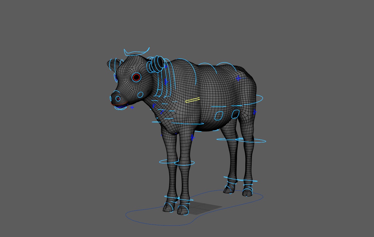 Realistic Cow Calf With Fur Rigged 3D model_16