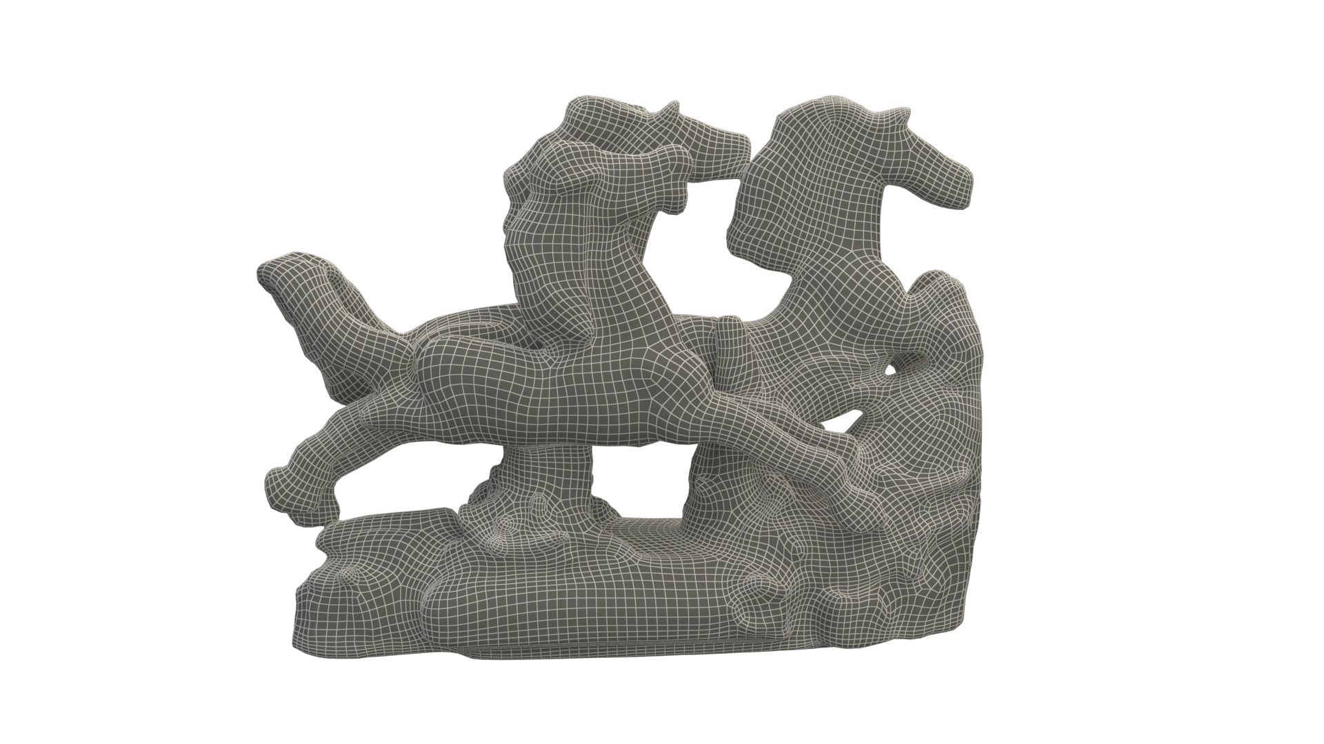 Golden horse sculpture figure  Low-poly 3D model_7