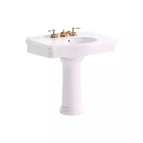 White Porcelain Bathroom Pedestal Sink