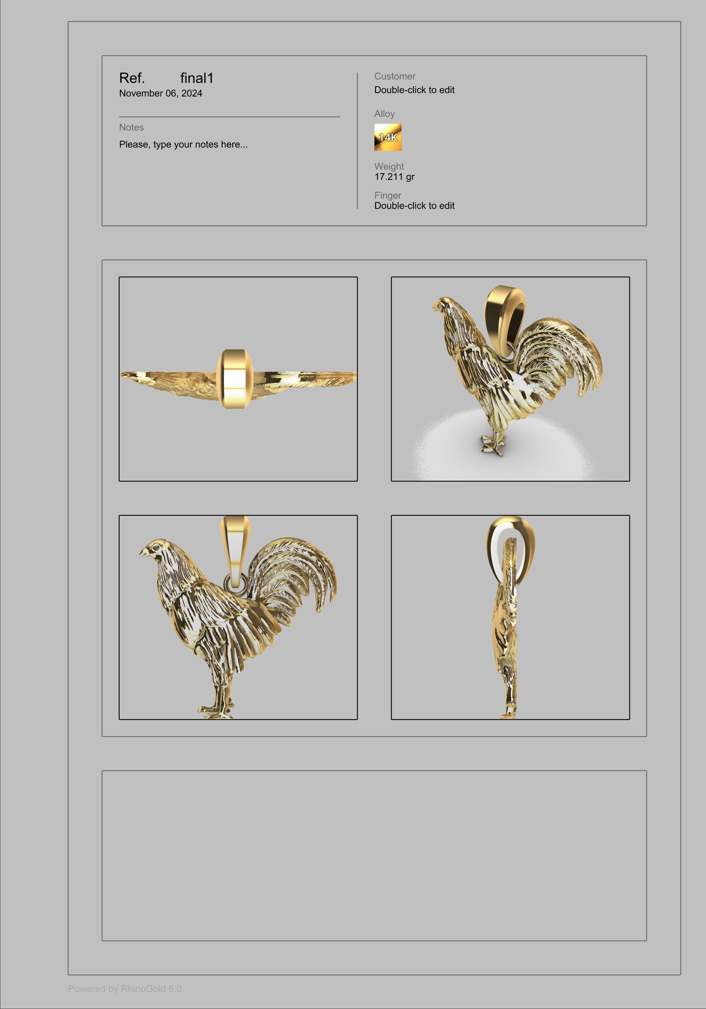 Rooster Chicken Pendant  3D print model_20