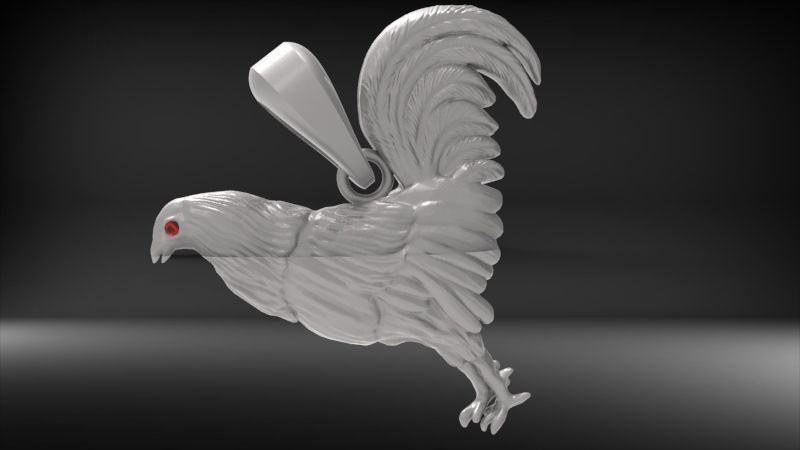 Rooster Chicken Pendant  3D print model_12
