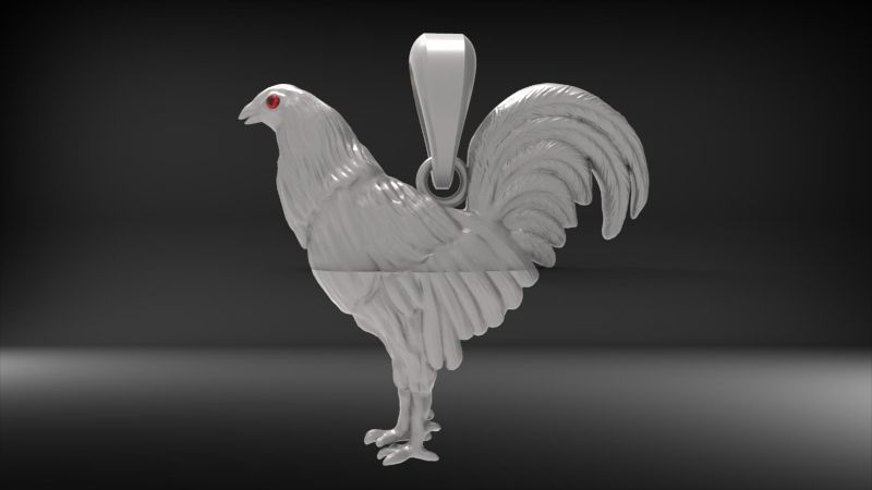 Rooster Chicken Pendant  3D print model_10
