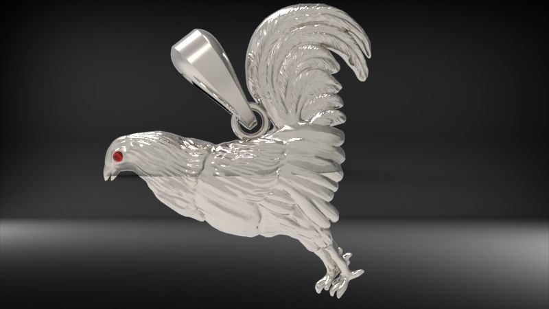 Rooster Chicken Pendant  3D print model_13