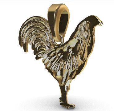 Rooster Chicken Pendant  3D print model_7