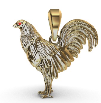 Rooster Chicken Pendant  3D print model_4
