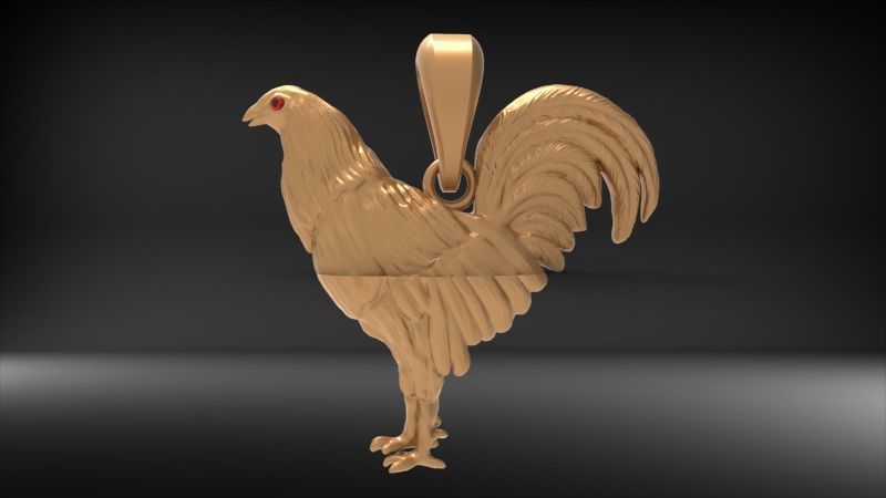 Rooster Chicken Pendant  3D print model_9