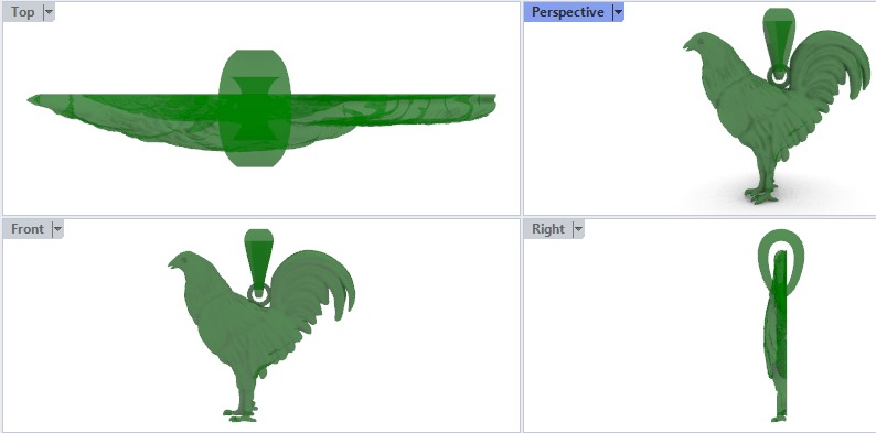 Rooster Chicken Pendant  3D print model_19
