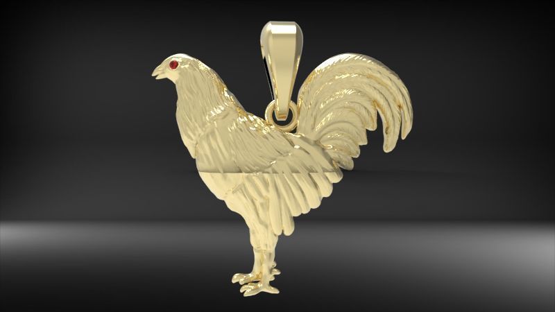 Rooster Chicken Pendant  3D print model_3