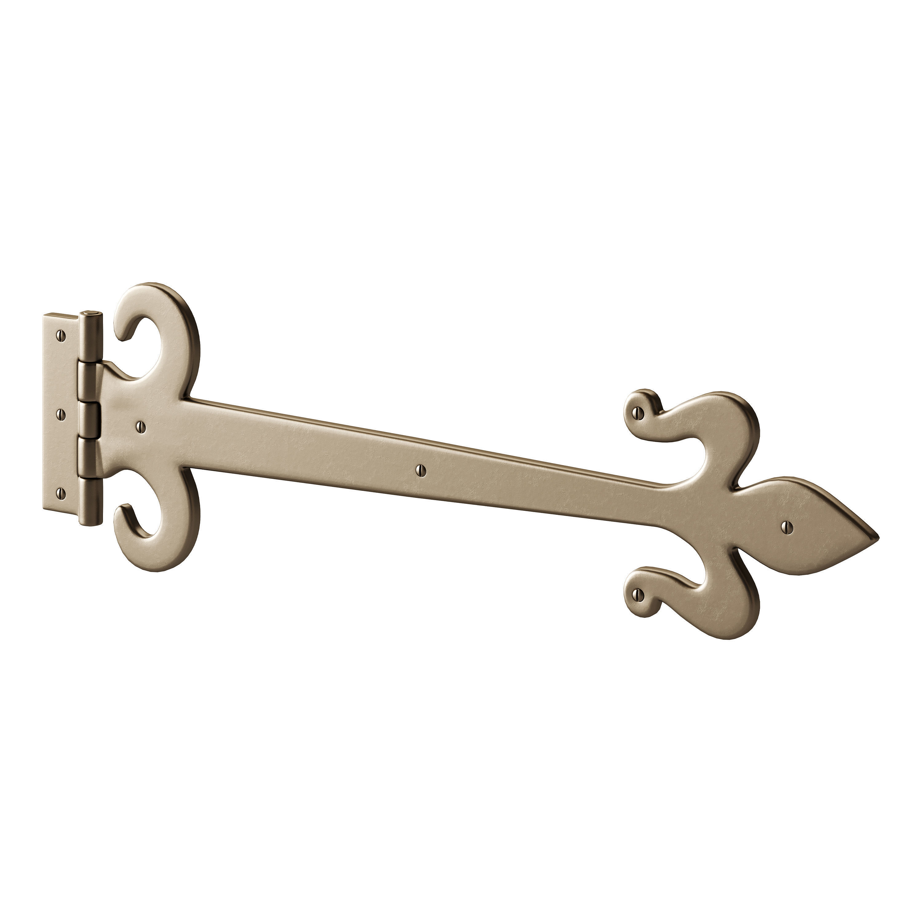 Wrought Iron Flush Mount Door Hinge 3D model_9