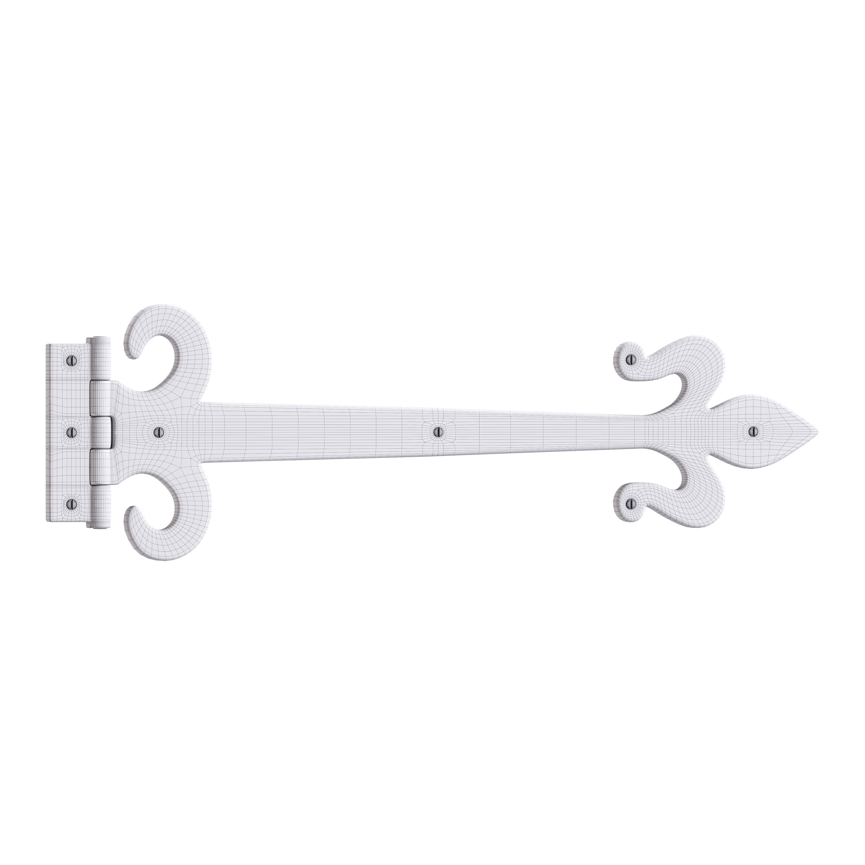Wrought Iron Flush Mount Door Hinge 3D model_13