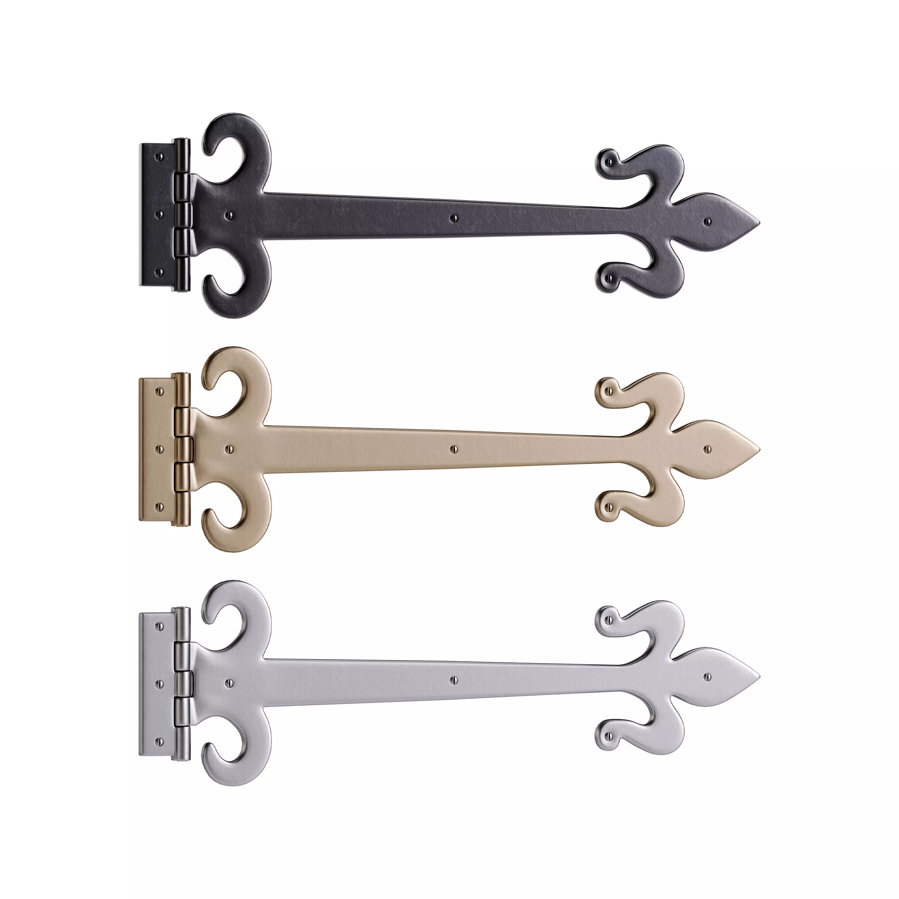 Wrought Iron Flush Mount Door Hinge 3D model_0