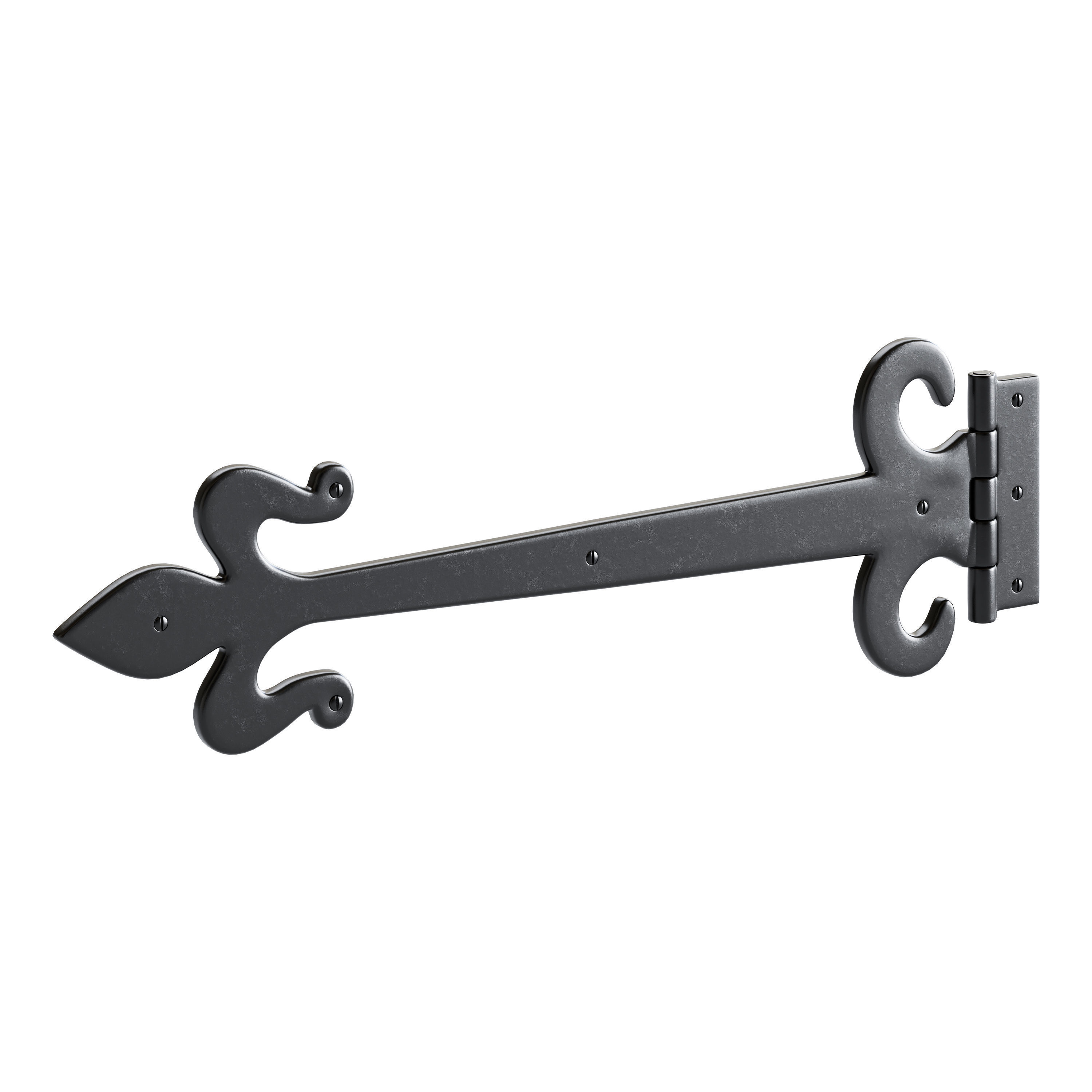 Wrought Iron Flush Mount Door Hinge 3D model_5