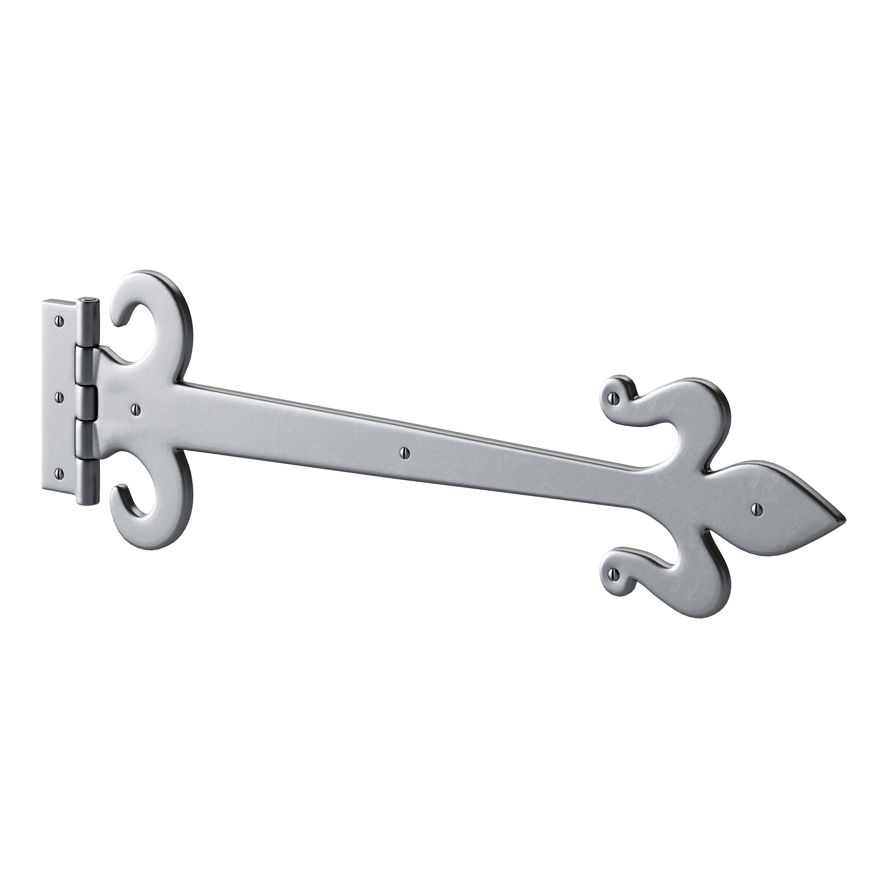 Wrought Iron Flush Mount Door Hinge 3D model_4