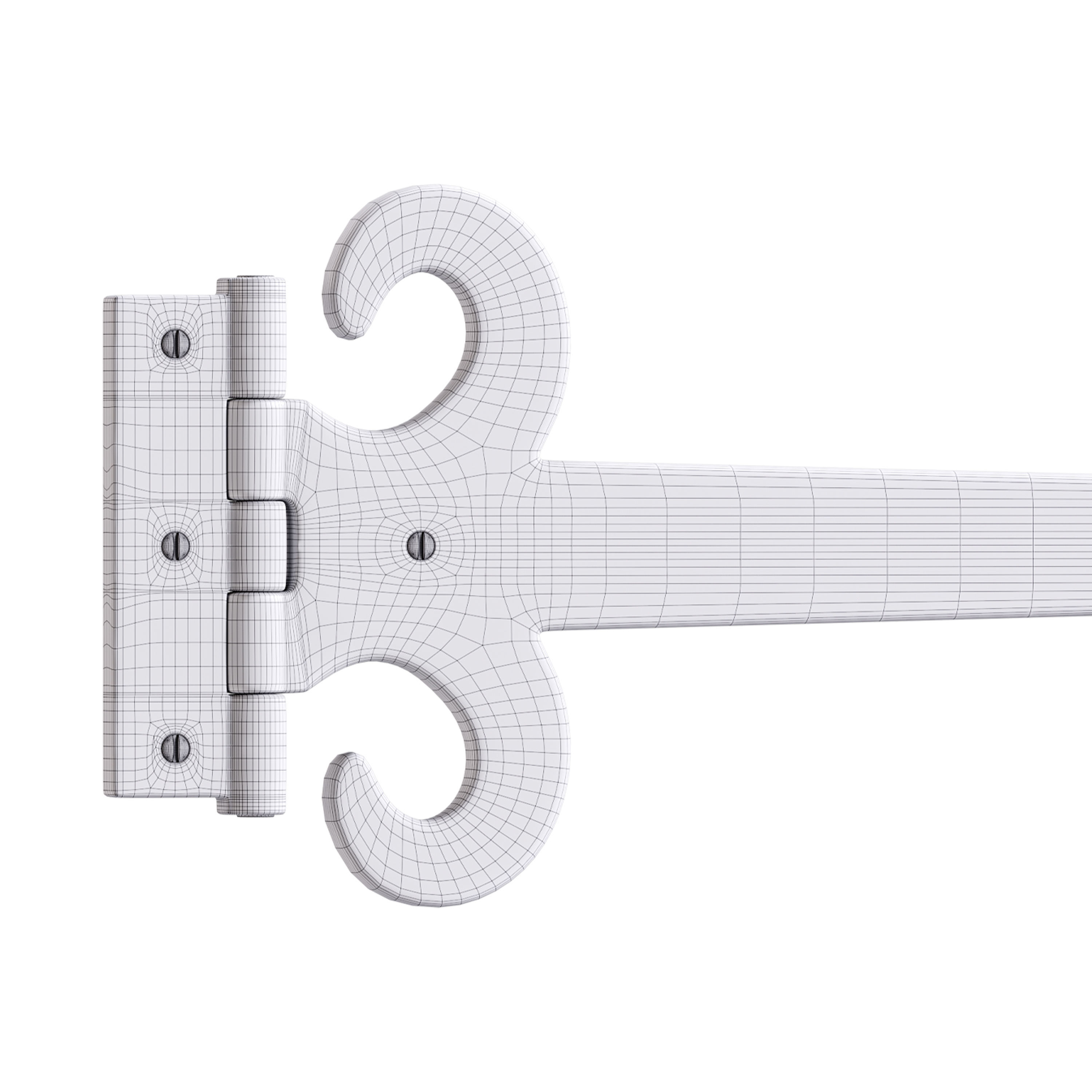 Wrought Iron Flush Mount Door Hinge 3D model_14