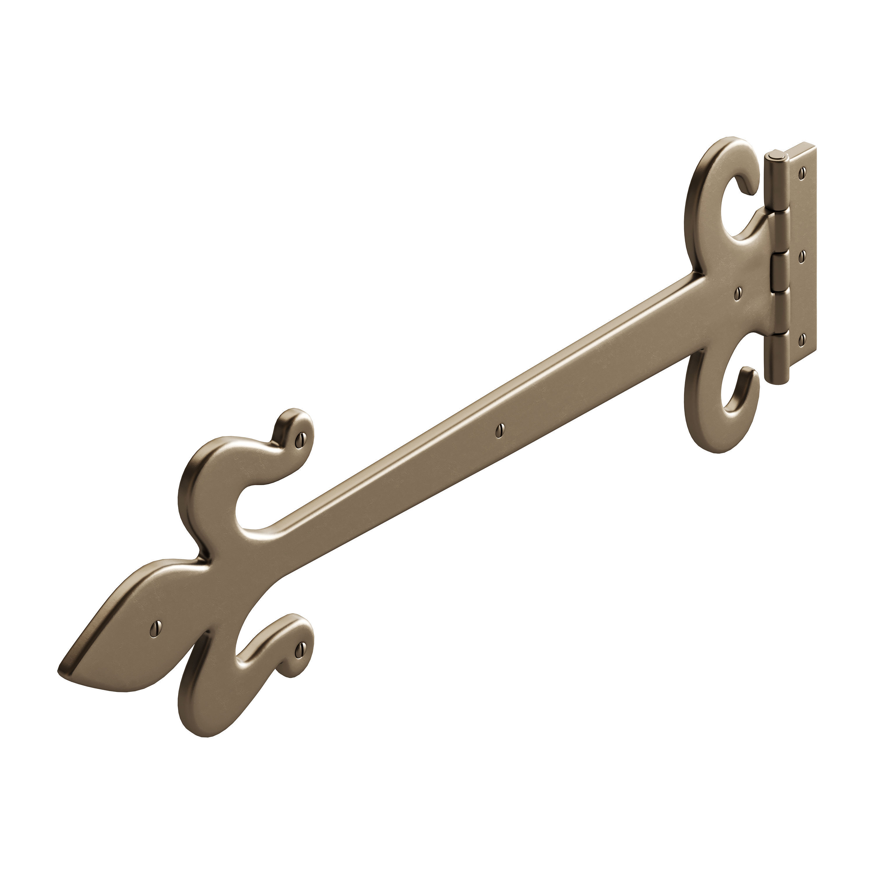 Wrought Iron Flush Mount Door Hinge 3D model_7