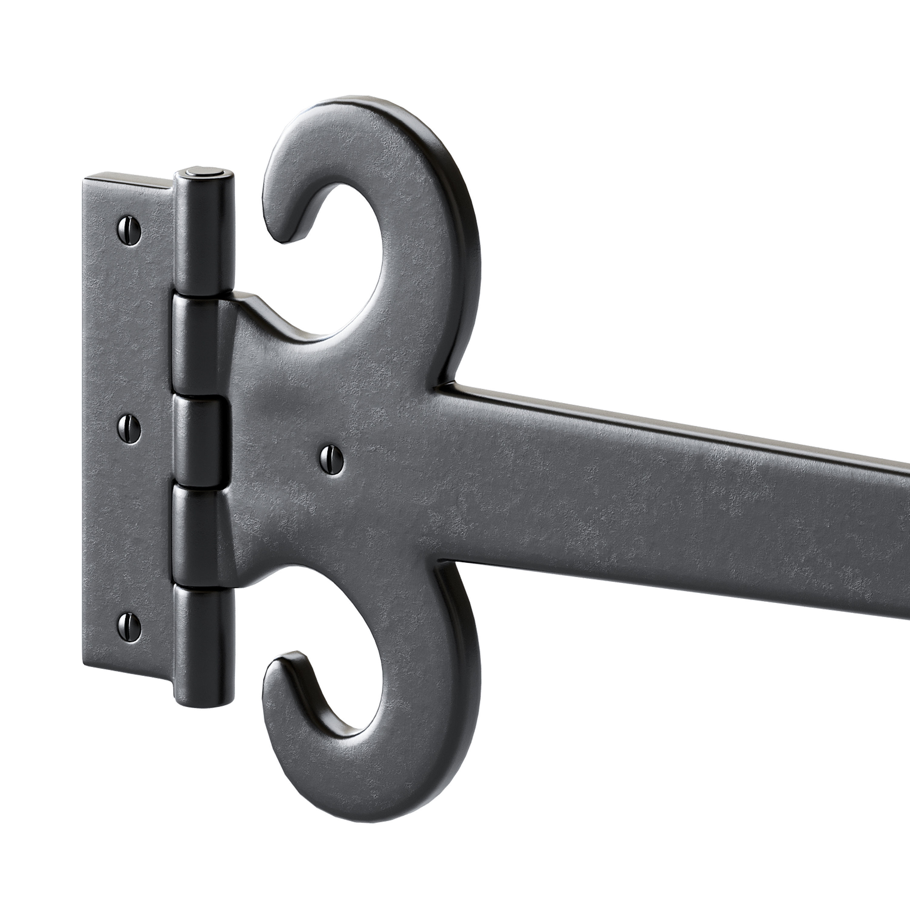 Wrought Iron Flush Mount Door Hinge 3D model_11