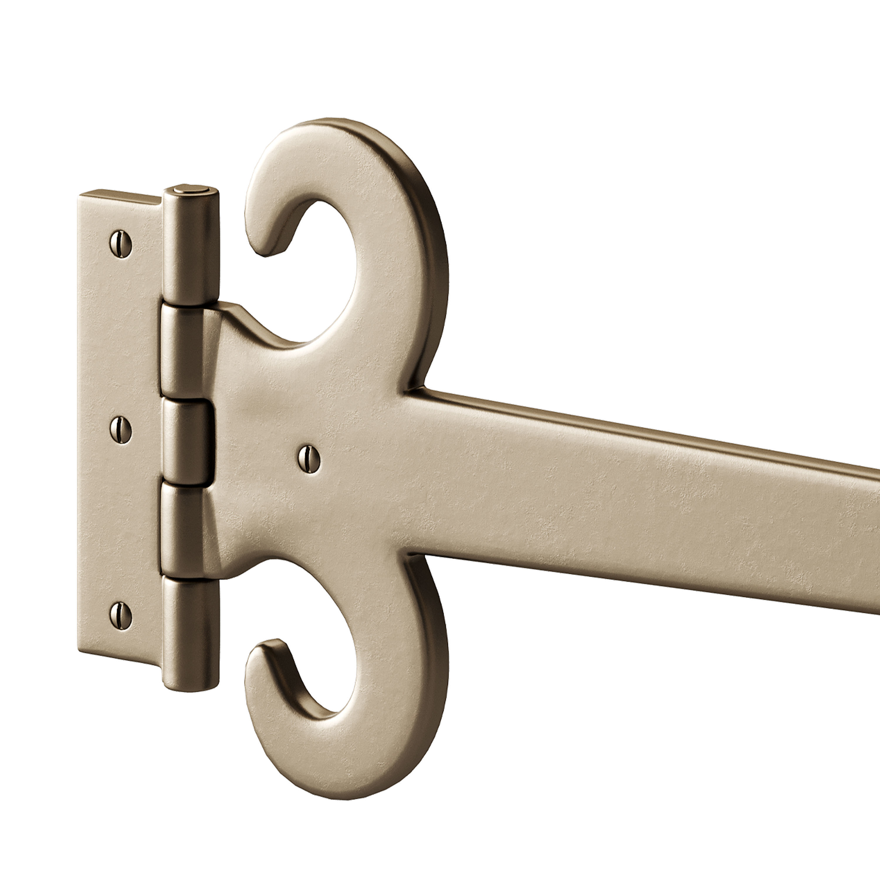 Wrought Iron Flush Mount Door Hinge 3D model_10