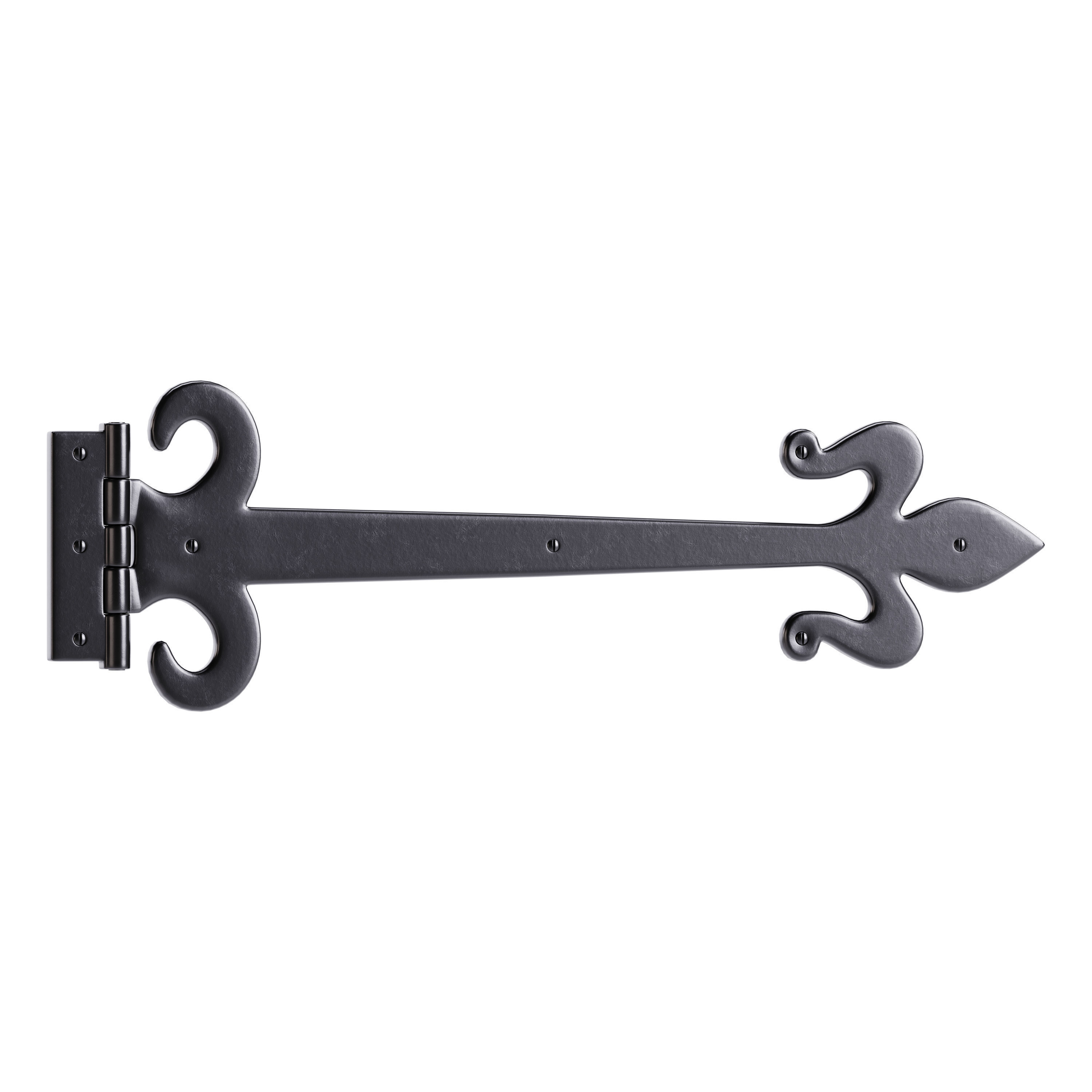 Wrought Iron Flush Mount Door Hinge 3D model_3