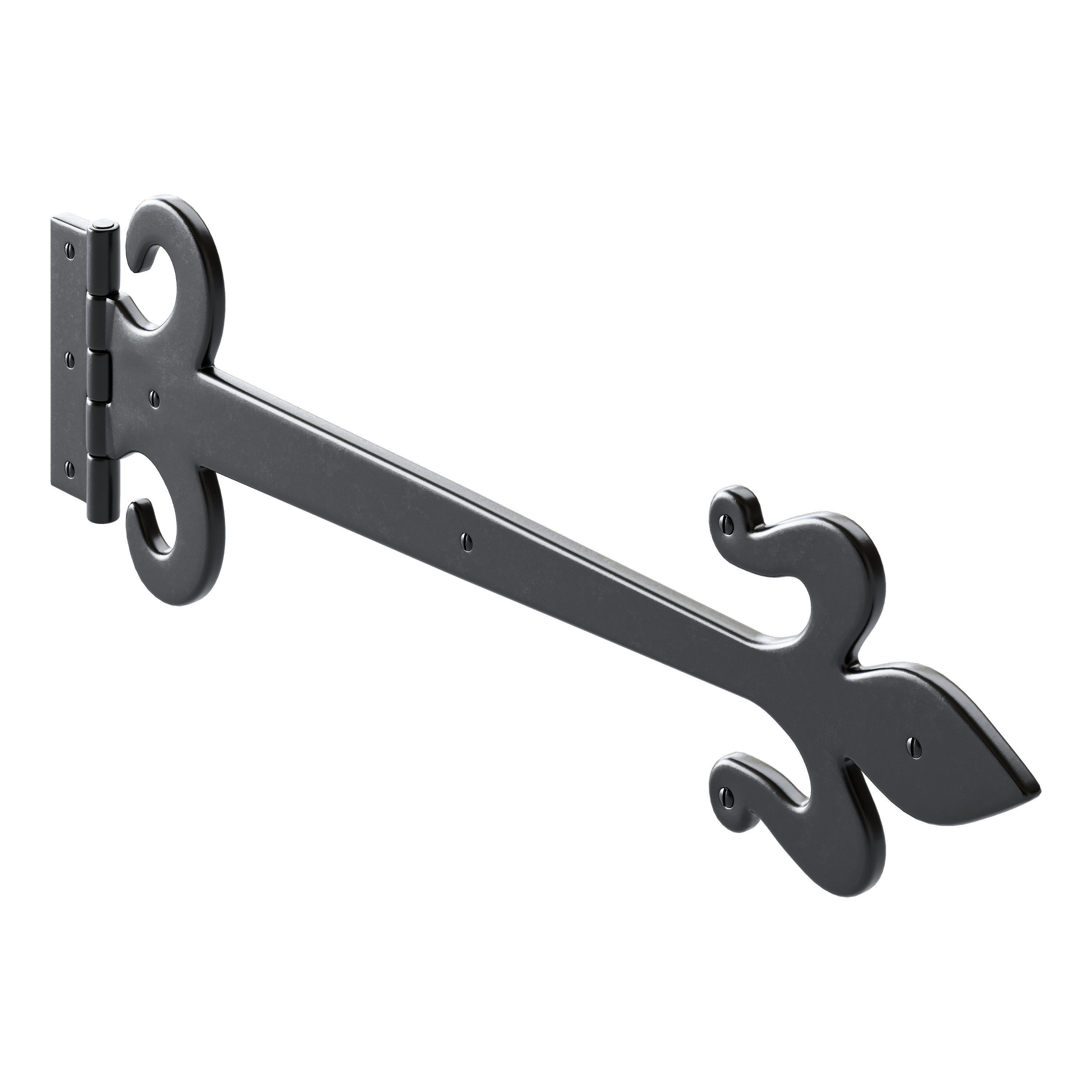 Wrought Iron Flush Mount Door Hinge 3D model_8
