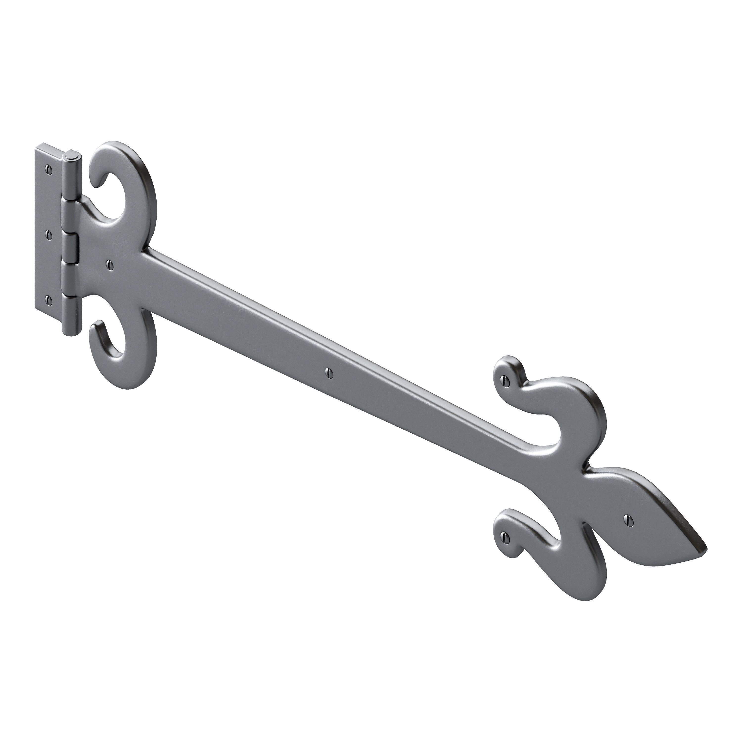 Wrought Iron Flush Mount Door Hinge 3D model_6