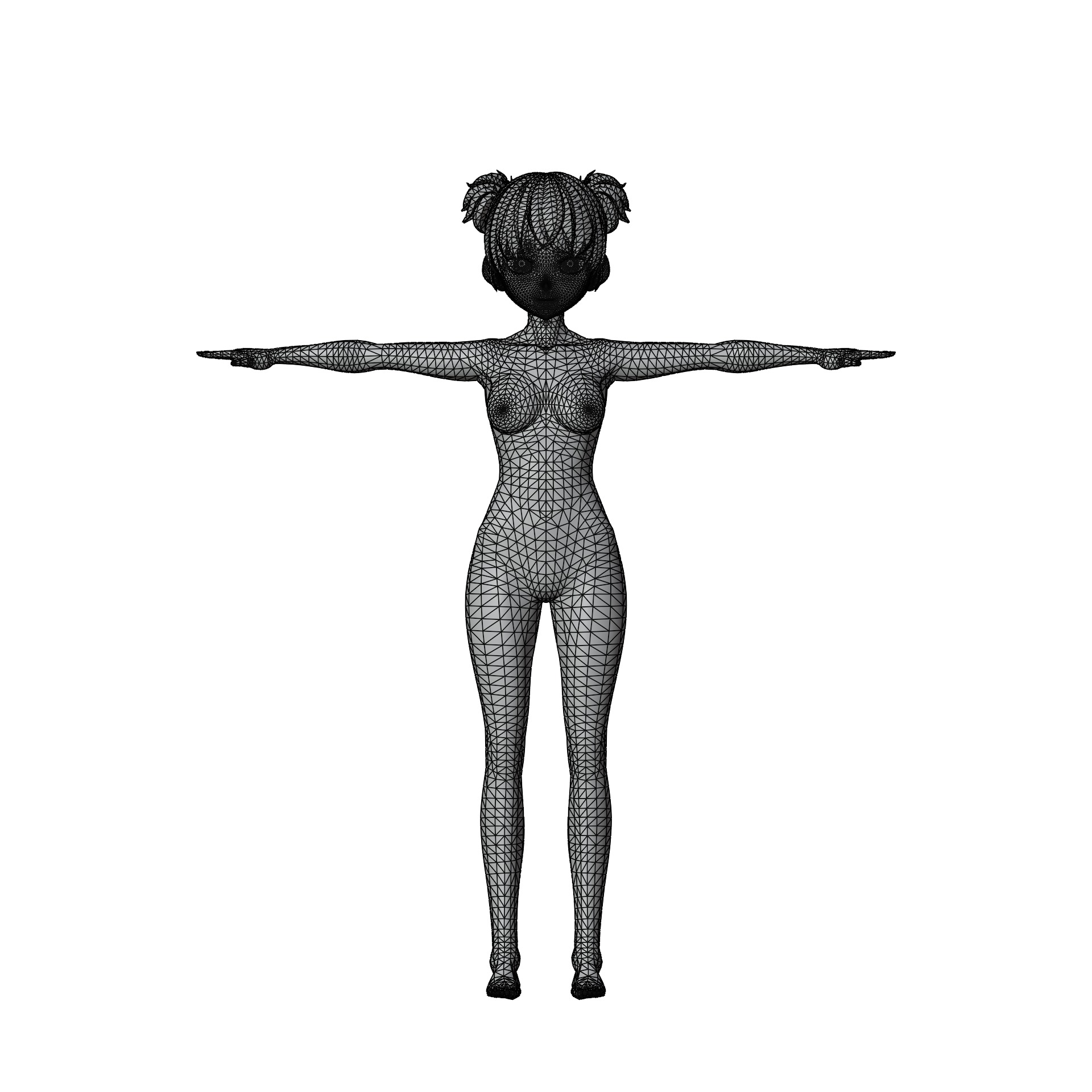 Anime Girl Eri - Whithout Clothes Low-poly 3D model_4