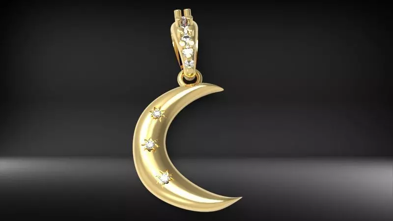 Crescent Moon Necklace Charm Bracelet Jewelry 3D print model