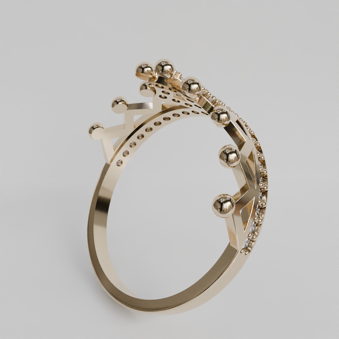 crown ring 3D print model_3