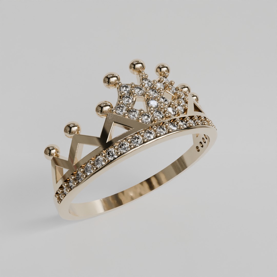 crown ring 3D print model_1
