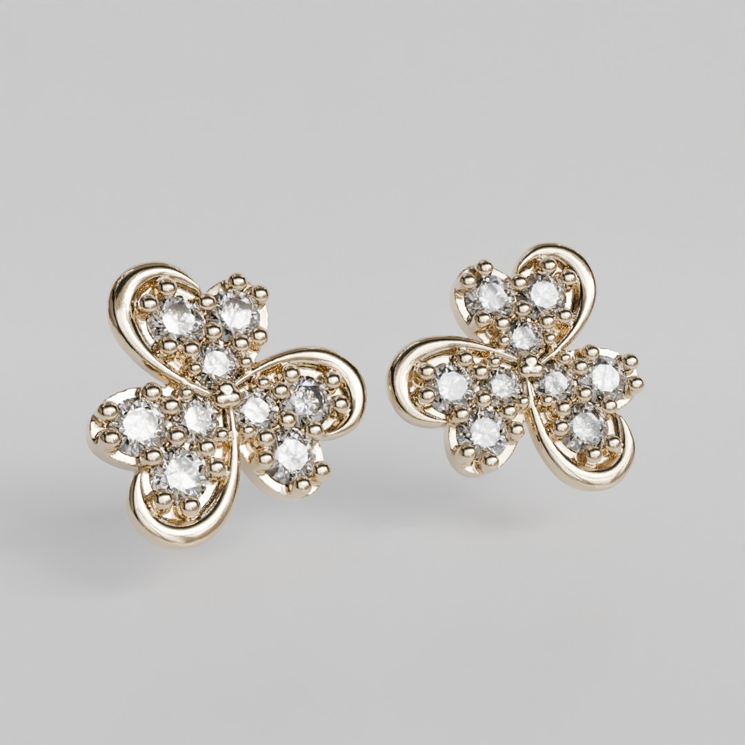 heart clover earrings 3D print model_1