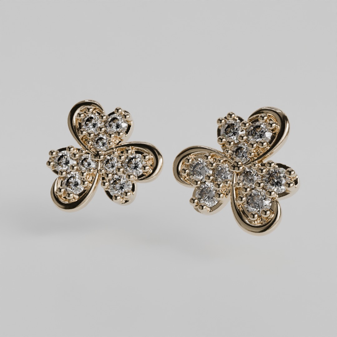 heart clover earrings 3D print model_7