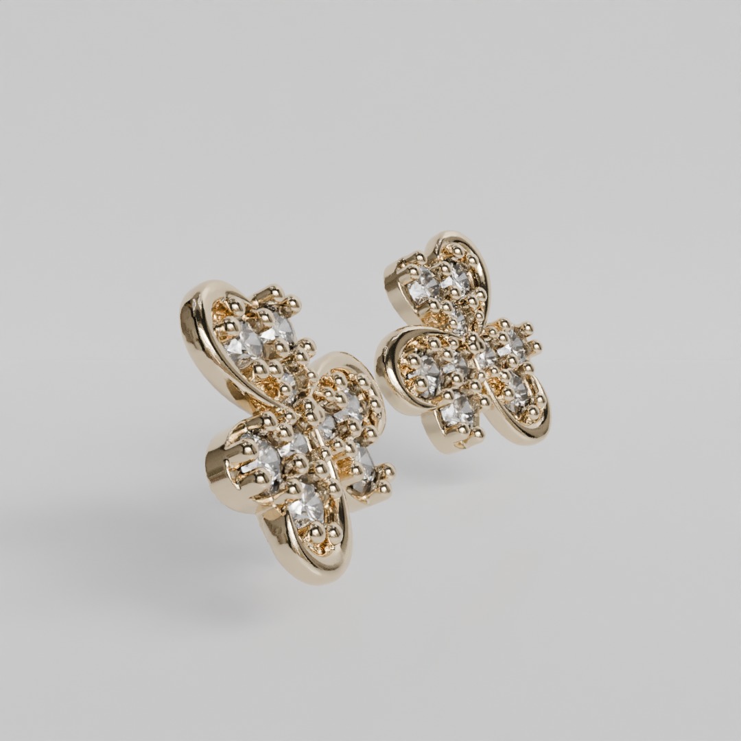 heart clover earrings 3D print model_2