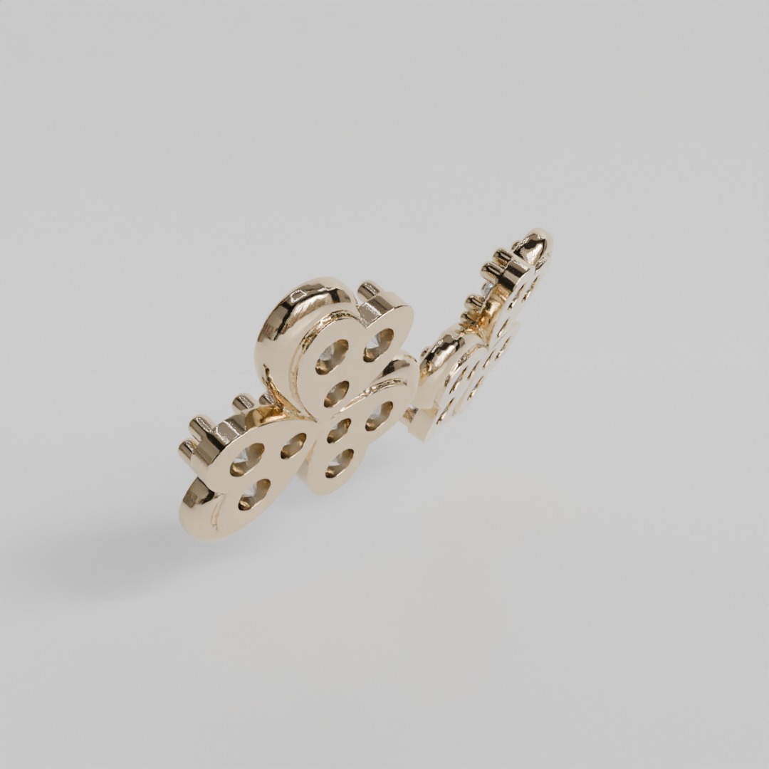 heart clover earrings 3D print model_5