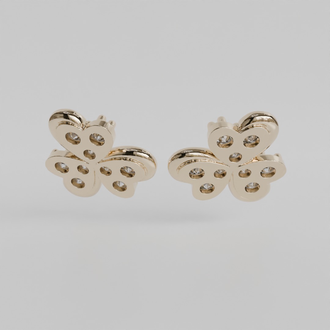 heart clover earrings 3D print model_4