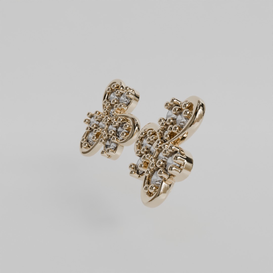 heart clover earrings 3D print model_6
