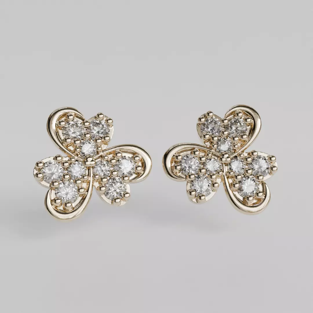 heart clover earrings 3D print model_0