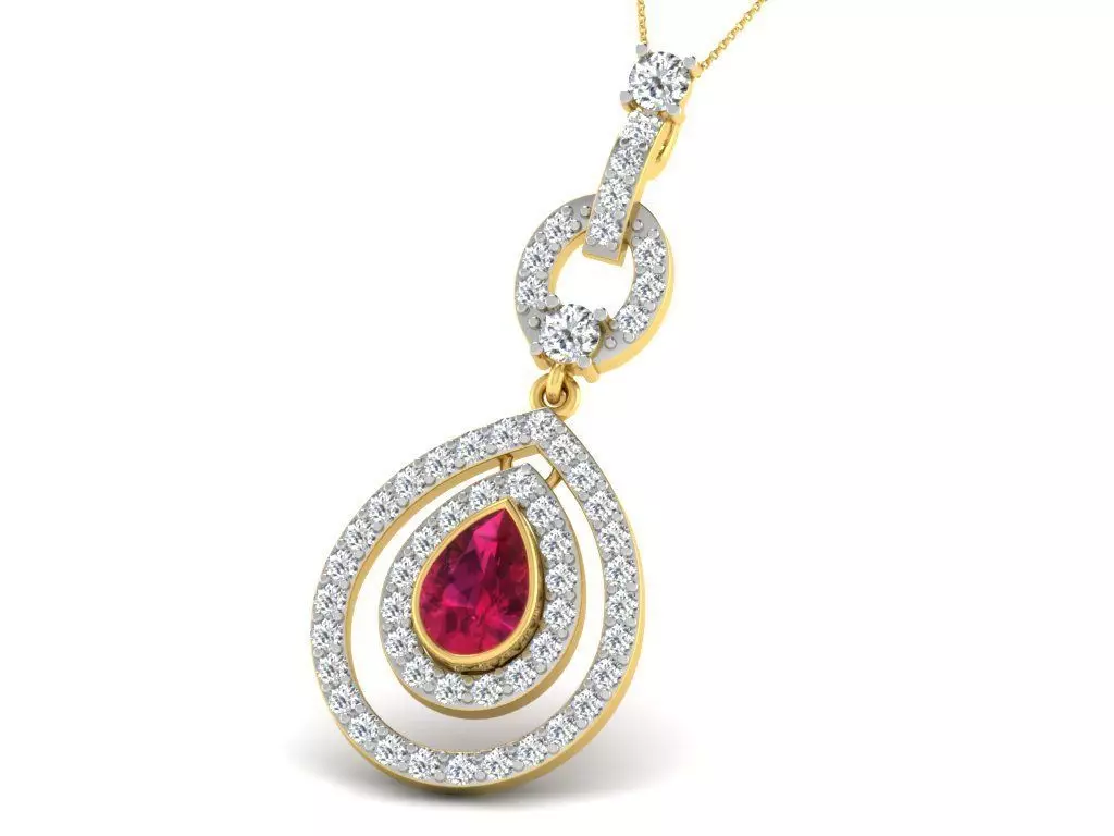 Ruby diamond pendant gold 3dm model 3d print 3D print model_0