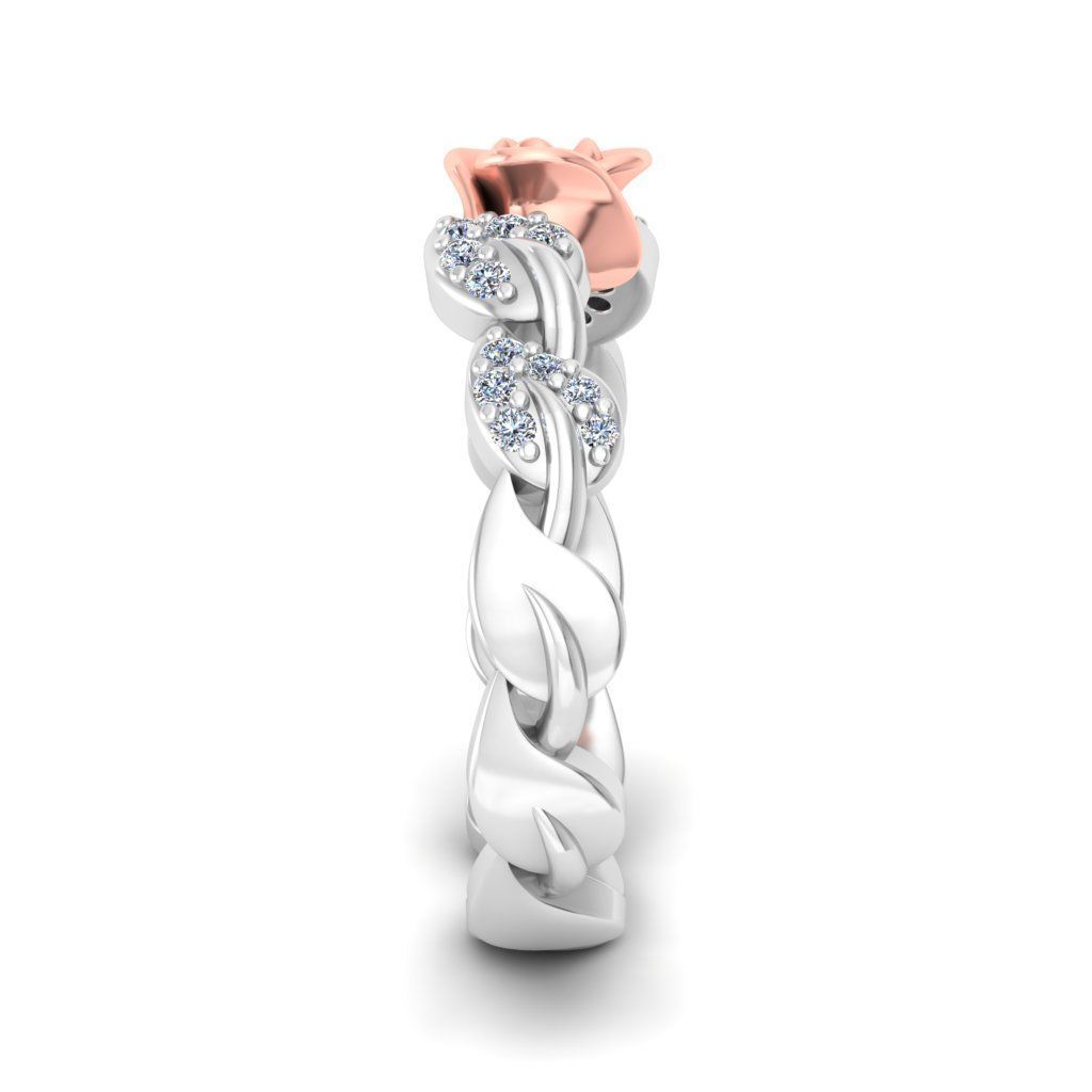 Rose diamond ring 3dm print model  3D print model_4