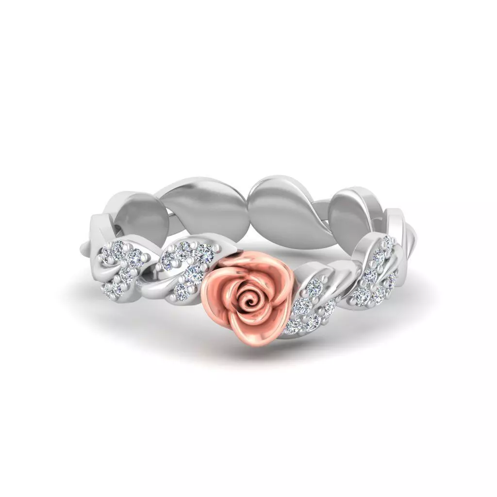 Rose diamond ring 3dm print model  3D print model_0