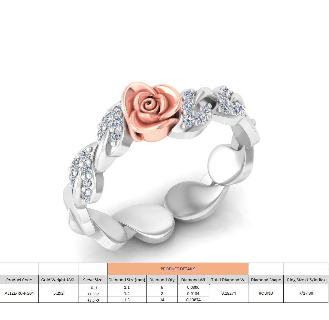 Rose diamond ring 3dm print model  3D print model_5