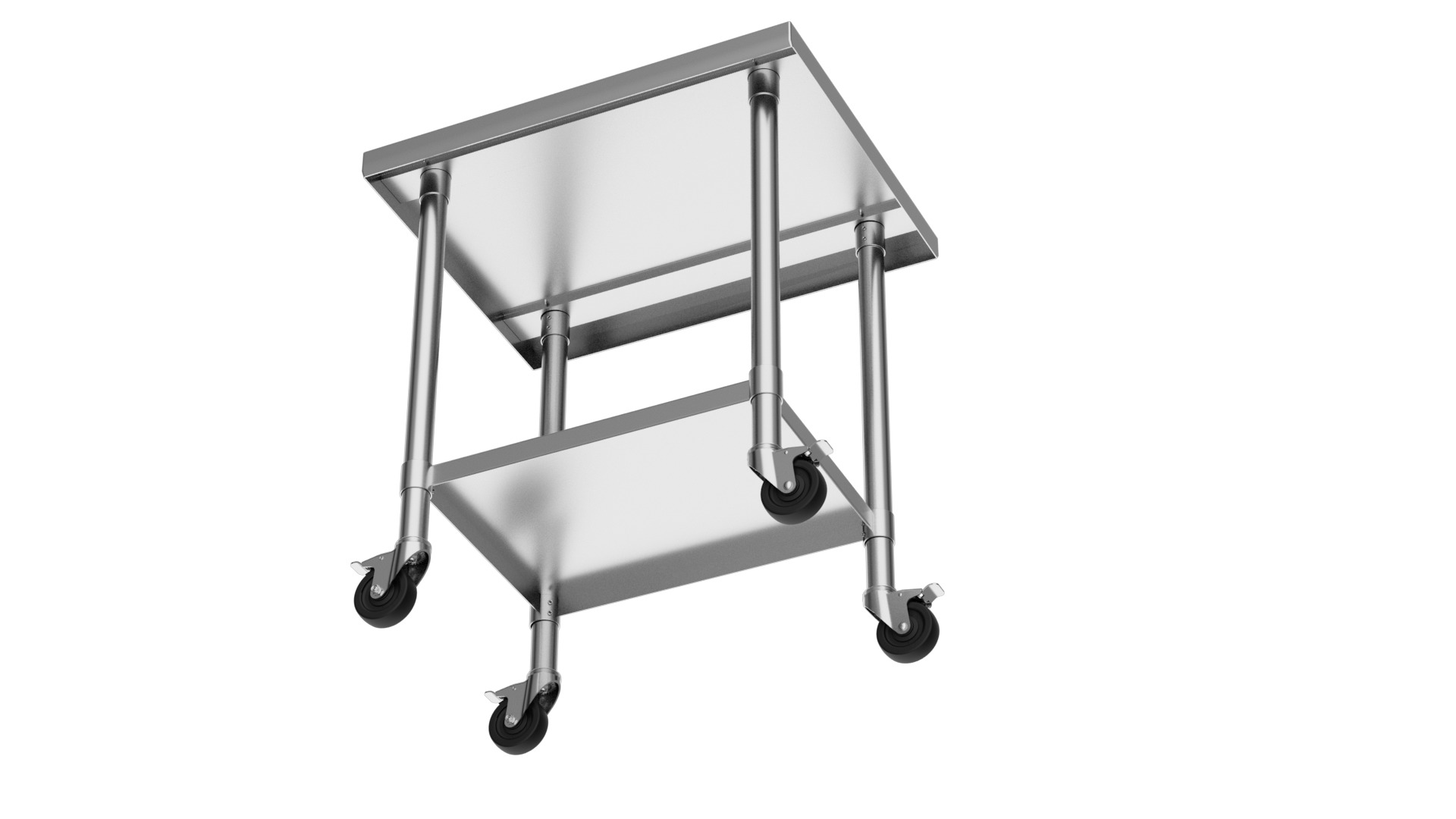 Stainless Steel Cart Work table Caster 3D model_4
