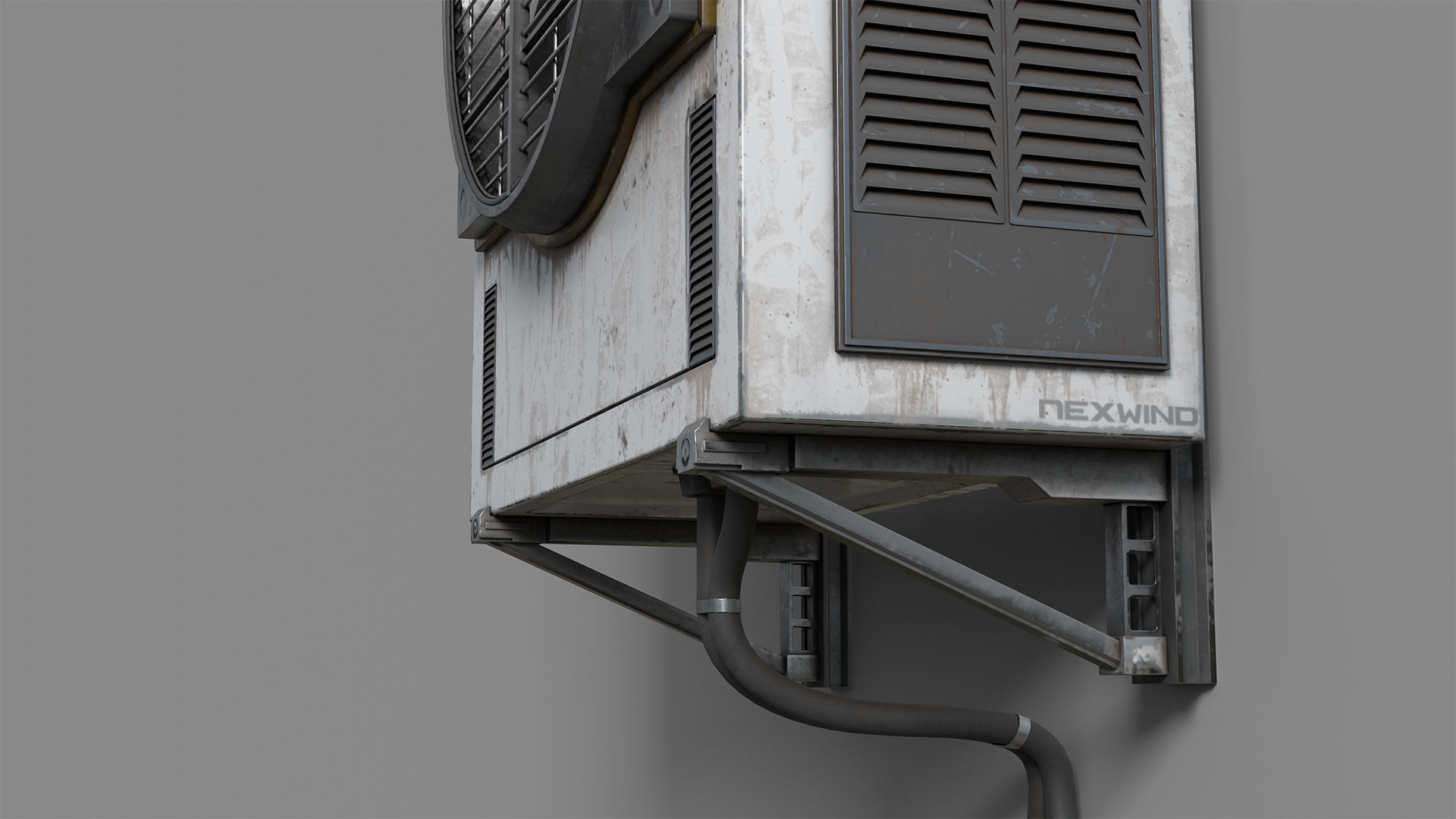 Cyberpunk Air Conditioner Low-poly 3D model_3