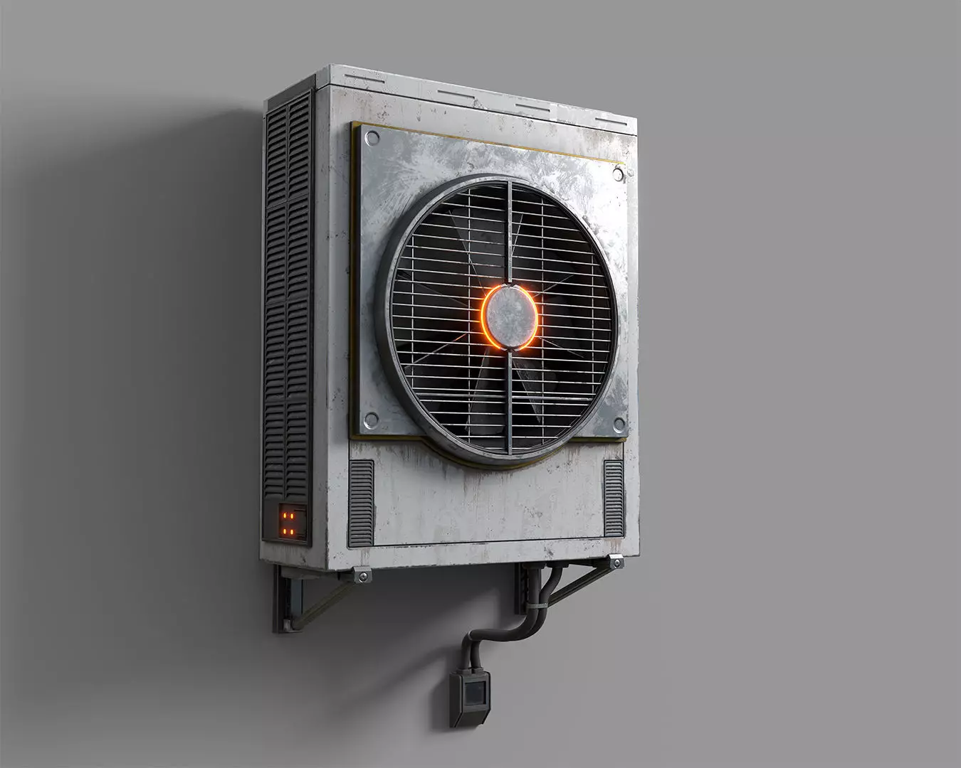 Cyberpunk Air Conditioner Low-poly 3D model_0