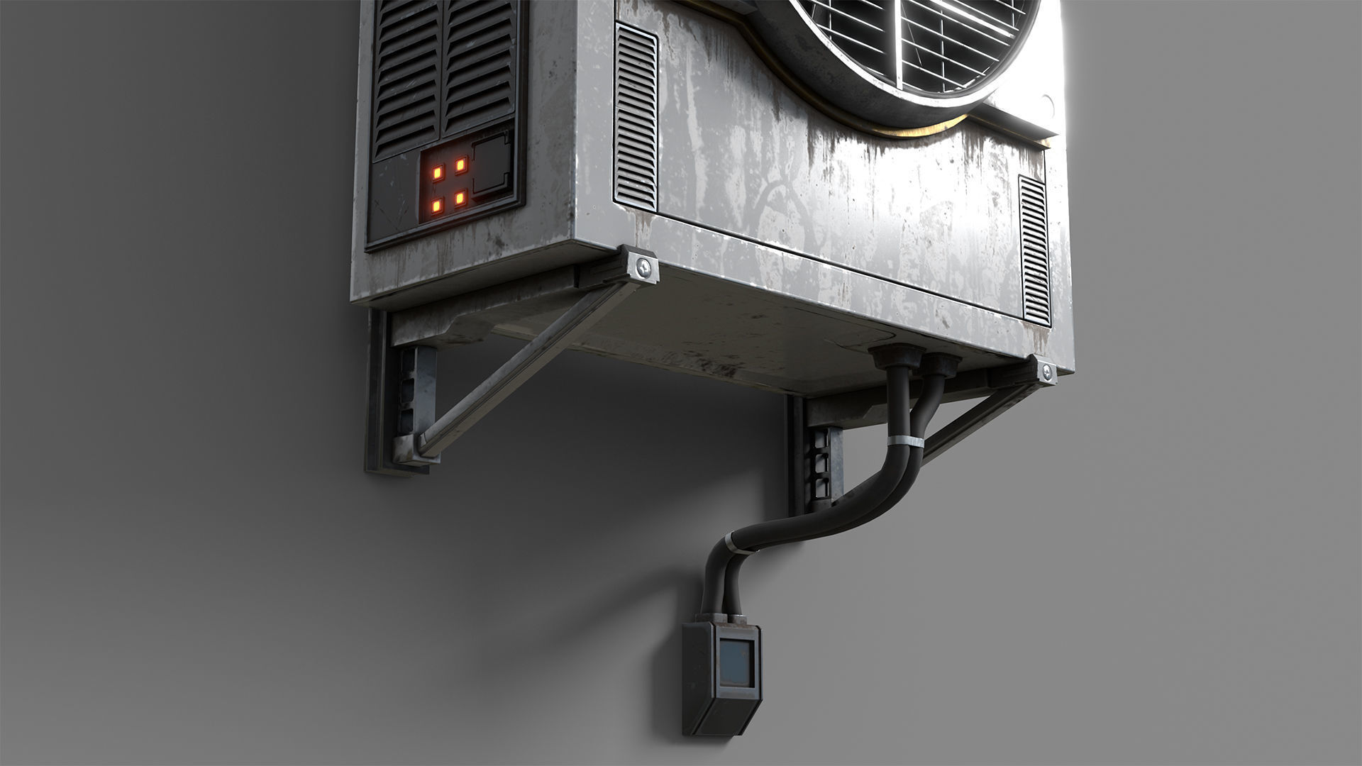 Cyberpunk Air Conditioner Low-poly 3D model_2