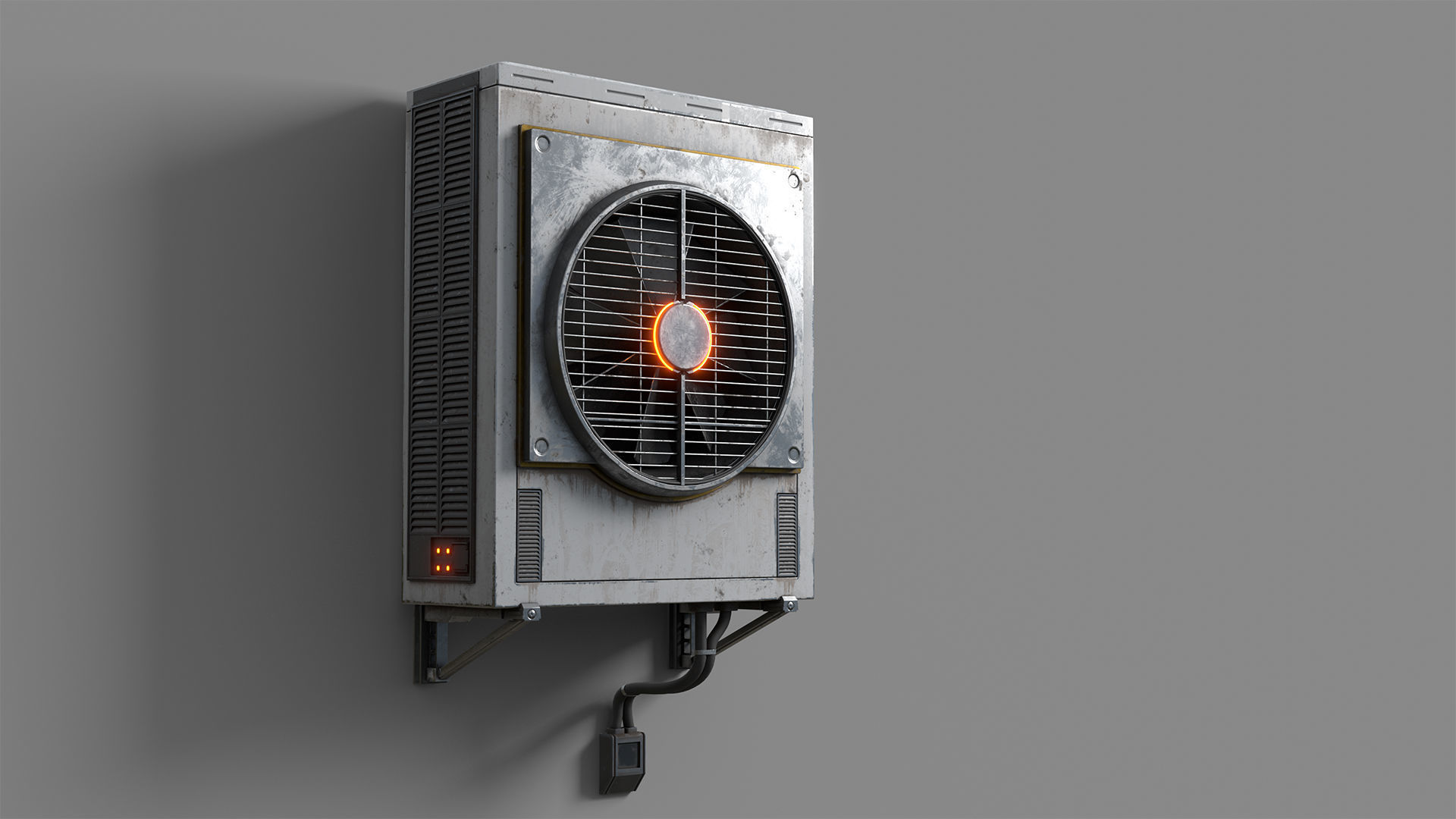 Cyberpunk Air Conditioner Low-poly 3D model_1